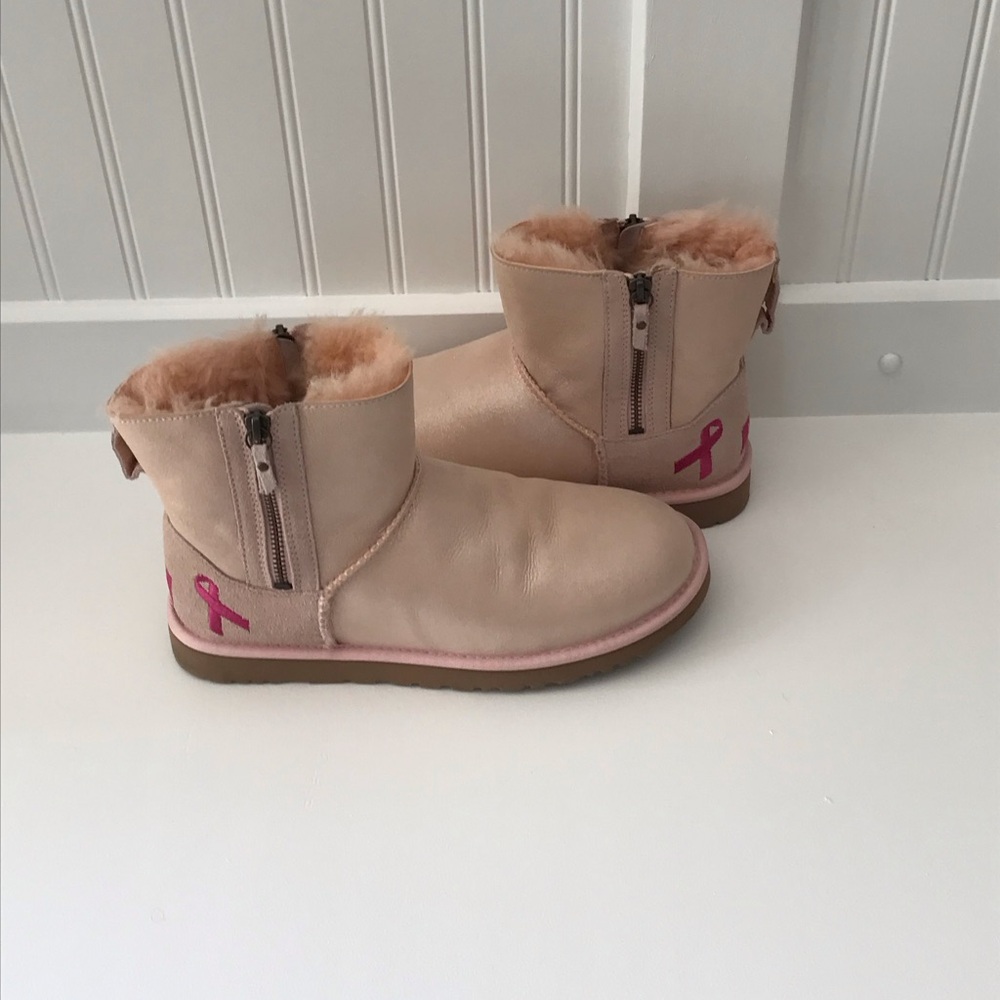 Uggs Breast Cancer Pink Ribbon Pink Ankle Boots